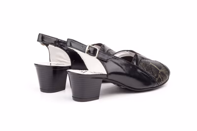 Zapatos Mujer Piel Negro Licra Tacón - 6