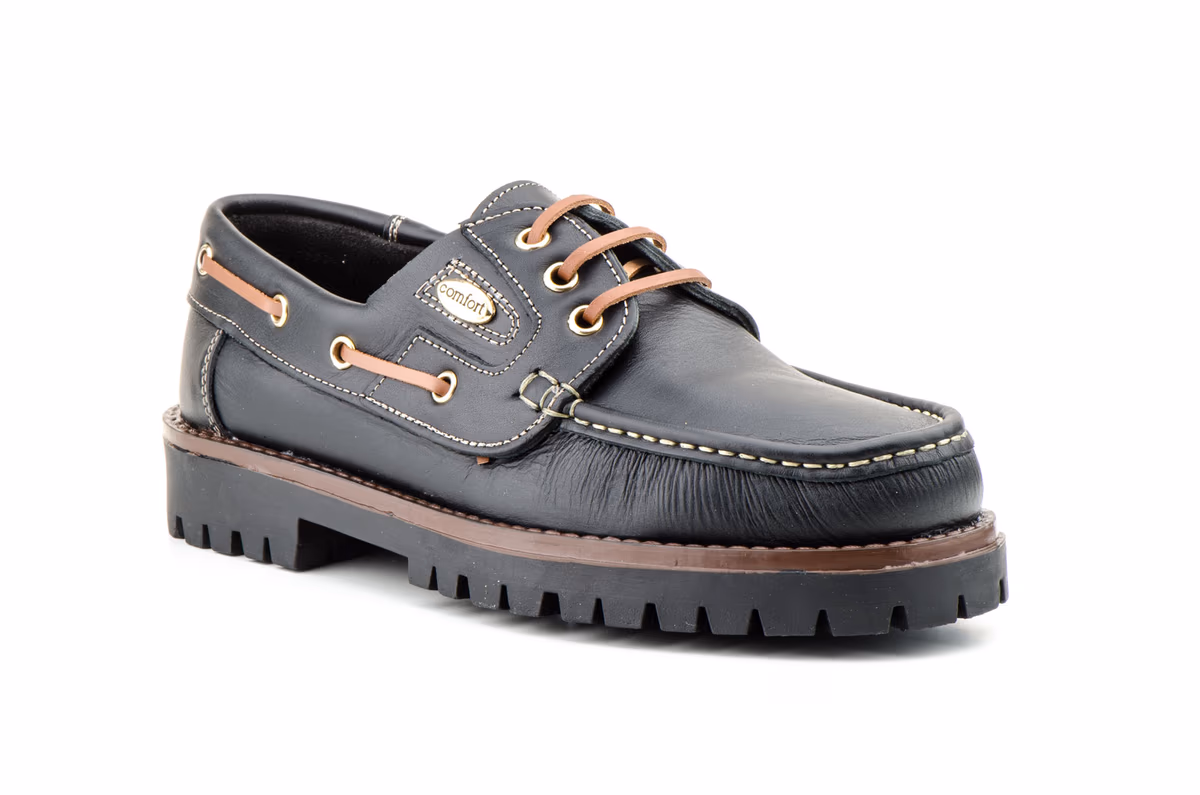 Zapatos Kiowa Hombre Piel Negro Cordones Náuticos