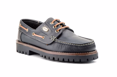 Zapatos Kiowa Hombre Piel Negro Cordones Náuticos