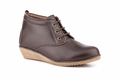 Botín Mujer Piel Marrón Cordones