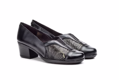 Zapatos Mujer Piel Negro Lycra - 6