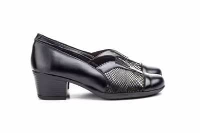 Zapatos Mujer Piel Negro Lycra - 7