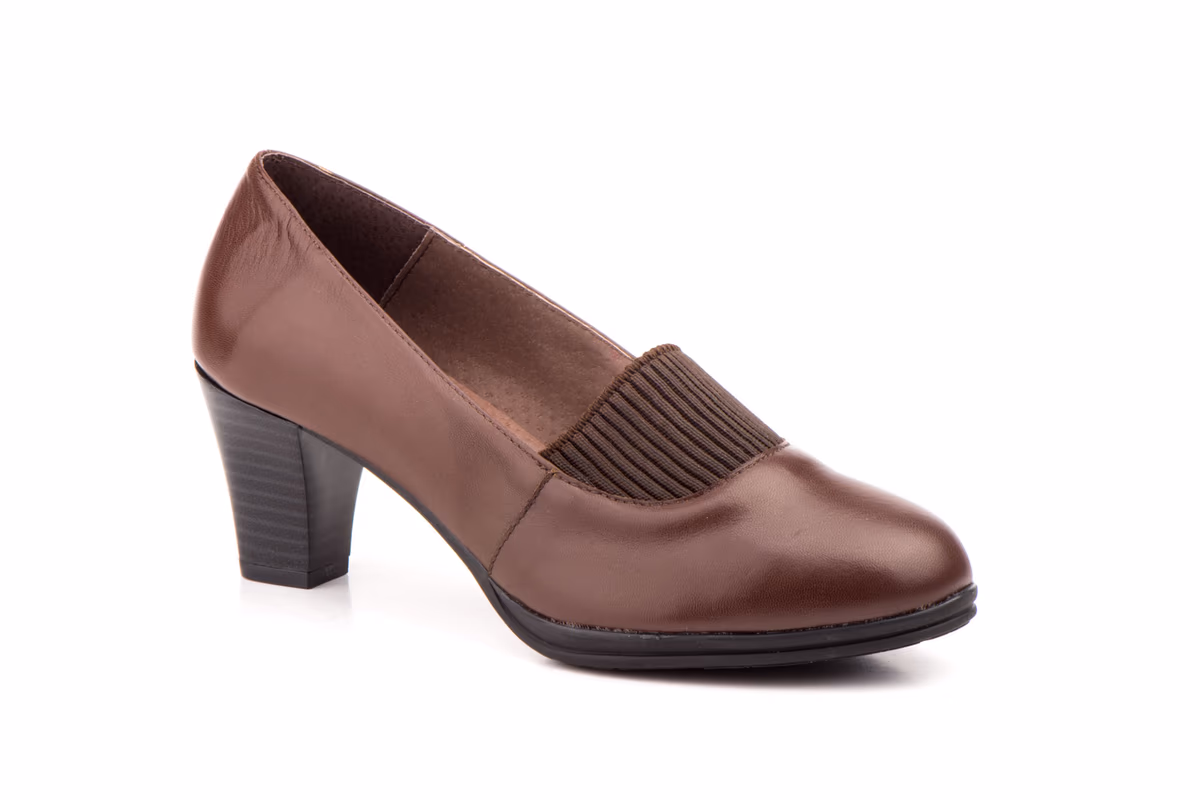 Zapatos Mujer Piel Marrón Elastico