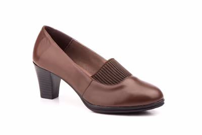 Zapatos Mujer Piel Marrón Elastico