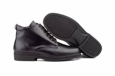 Botín Hombre Piel Negro Cordones Suela Cosida - 3