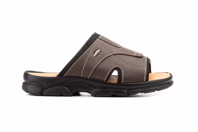 Sandalias Hombre Pala Piel Marrón - 3