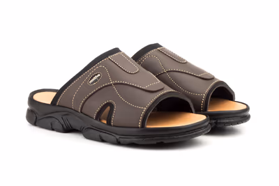 Sandalias Hombre Pala Piel Marrón - 5