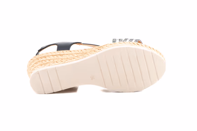 Sandalias Mujer Negro Cuña Yute Gel Alto Estilo ref. AE-327 - 2