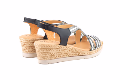 Sandalias Mujer Negro Cuña Yute Gel Alto Estilo ref. AE-327 - 7