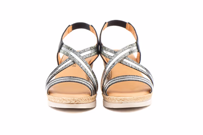 Sandalias Mujer Negro Cuña Yute Gel Alto Estilo ref. AE-327 - 8