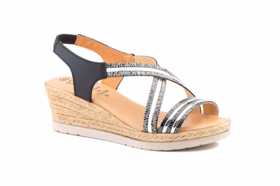 Sandalias Mujer Negro Cuña Yute Gel Alto Estilo ref. AE-327 - 1