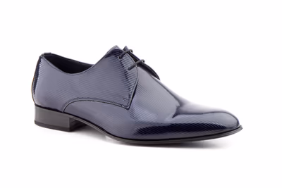 Zapatos Hombre Charol Marino Pana Cordones