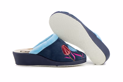 Zapatillas Casa Mujer Paño Marino Tulipanes - 2