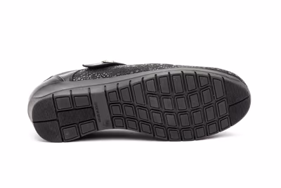 Zapatos Mujer Piel Negro Licra Cuña - 3