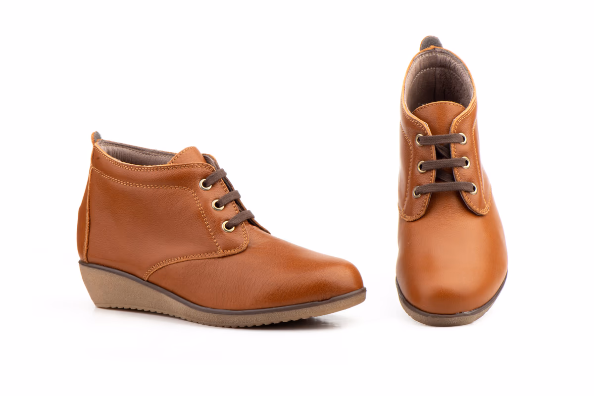 Botín Mujer Piel Cuero Cordones