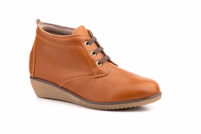 Botín Mujer Piel Cuero Cordones - 2