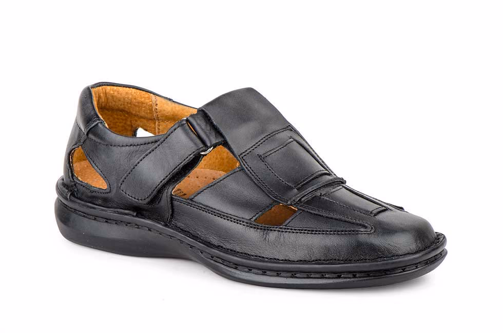 TALLA ESPECIAL Zapatos Hombre Piel Negro Suela Cosida