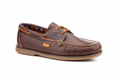 Náuticos Hombre Cordones Piel Pull Marrón Piso Fino - 2