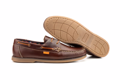 Náuticos Hombre Cordones Piel Pull Marrón Piso Fino - 3