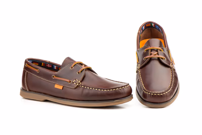 Náuticos Hombre Cordones Piel Pull Marrón Piso Fino