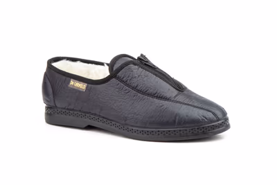 Zapatillas Mujer Naylon Negro Borreguillo Cremallera - 2