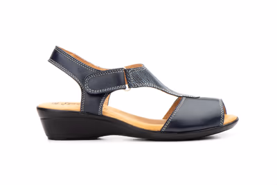 Sandalias Mujer Piel Marino Velcro - 4