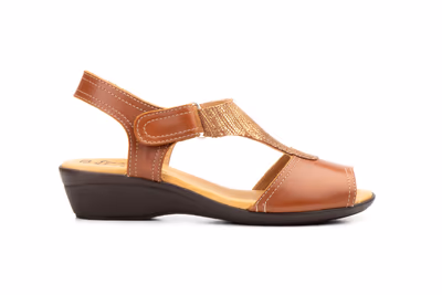 Sandalias Mujer Piel Cuero Cuña - 4