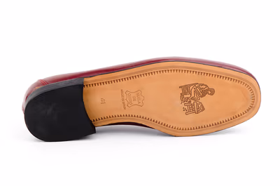 Zapatos Hombre Piel Burdeos Suela de Cuero Julio Iglesias - 4