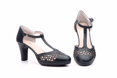 Zapatos Mujer Piel Marino Lasér