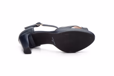 Sandlias Mujer Piel Marino Tacón y Plataforma - 3