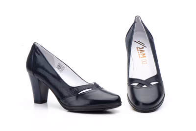 Zapatos Mujer Piel Marino Tacón