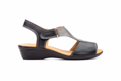 Sandalias Mujer Piel Negro  - 4