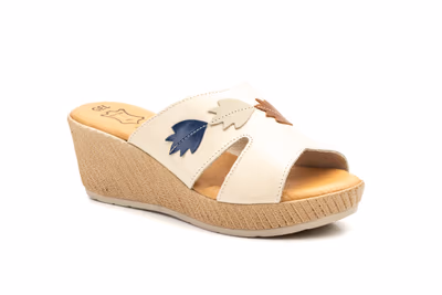 Zuecos Mujer Piel Beige Planta Gel Cuña - 2