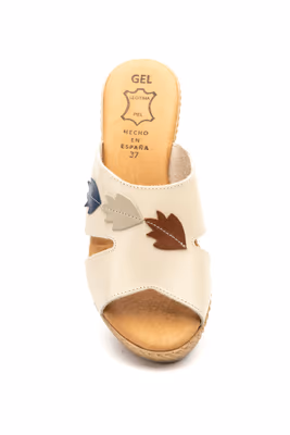 Zuecos Mujer Piel Beige Planta Gel Cuña - 5