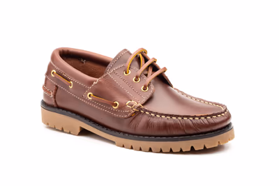 Náuticos Niño Cadete Piel Pull Marrón - 2