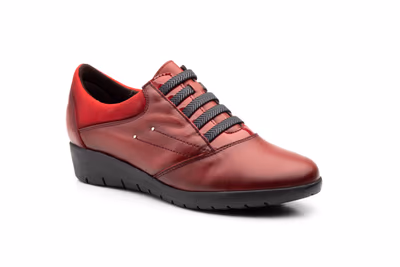 Zapatos Mujer Piel Burdeos Elásticos - 2