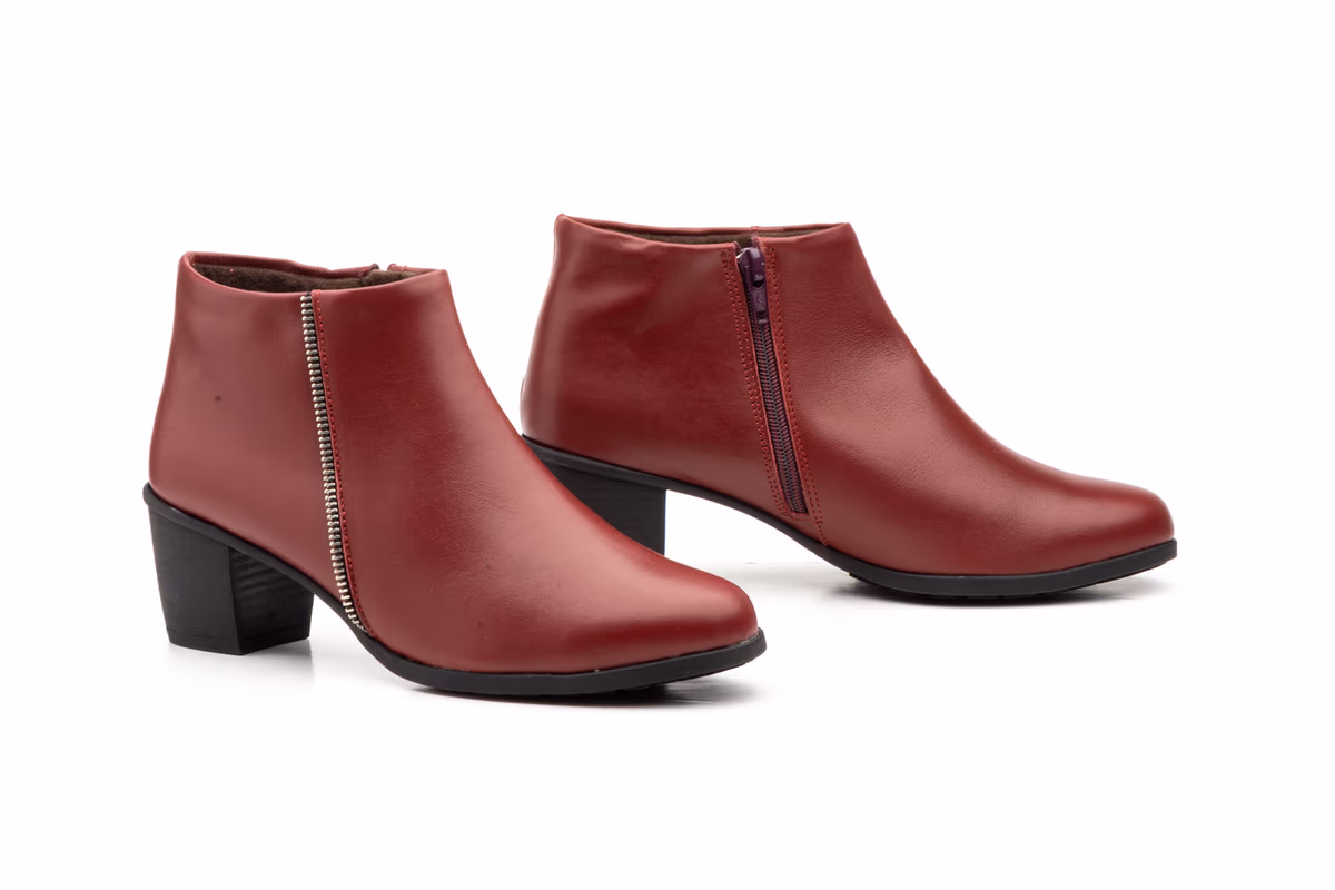 Botín Mujer Piel Burdeos