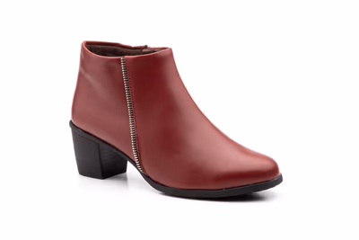 Botín Mujer Piel Burdeos - 2