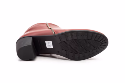 Botín Mujer Piel Burdeos - 3