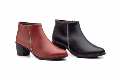 Botín Mujer Piel Burdeos - 5