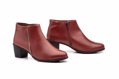 Botín Mujer Piel Burdeos