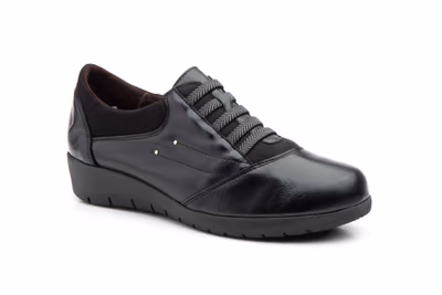 Zapatos Mujer Piel Negro Elásticos - 2
