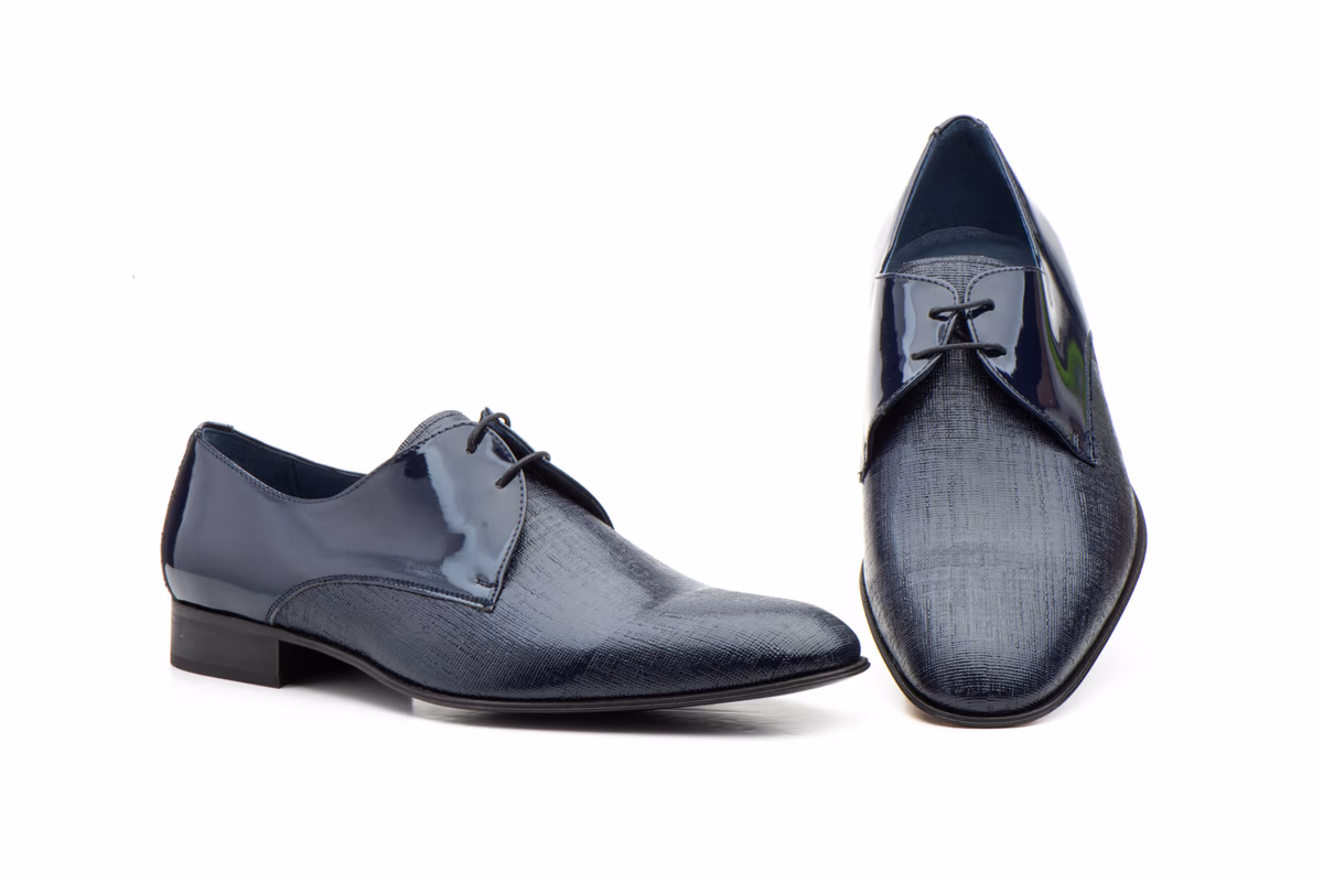 Zapatos Hombre Derby Charol Marino