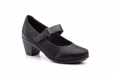 Zapatos Mujer Negro Tacón Hebilla - 2