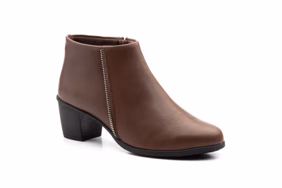 Botín Mujer Piel Marrón Cremallera - 2