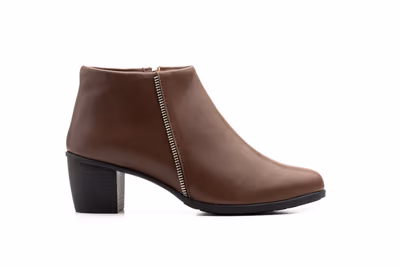 Botín Mujer Piel Marrón Cremallera - 4