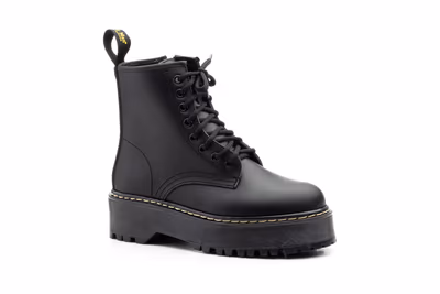 Bota Mujer Piel Negro Cordones Plataforma - 2