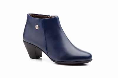 Botines Mujer Piel Marino Tacón Cremallera - 2