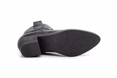 Botín Campero Mujer Piel Negro Tacón Cubano - 3