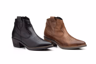 Botín Campero Mujer Piel Negro Tacón Cubano - 5